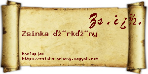Zsinka Örkény névjegykártya